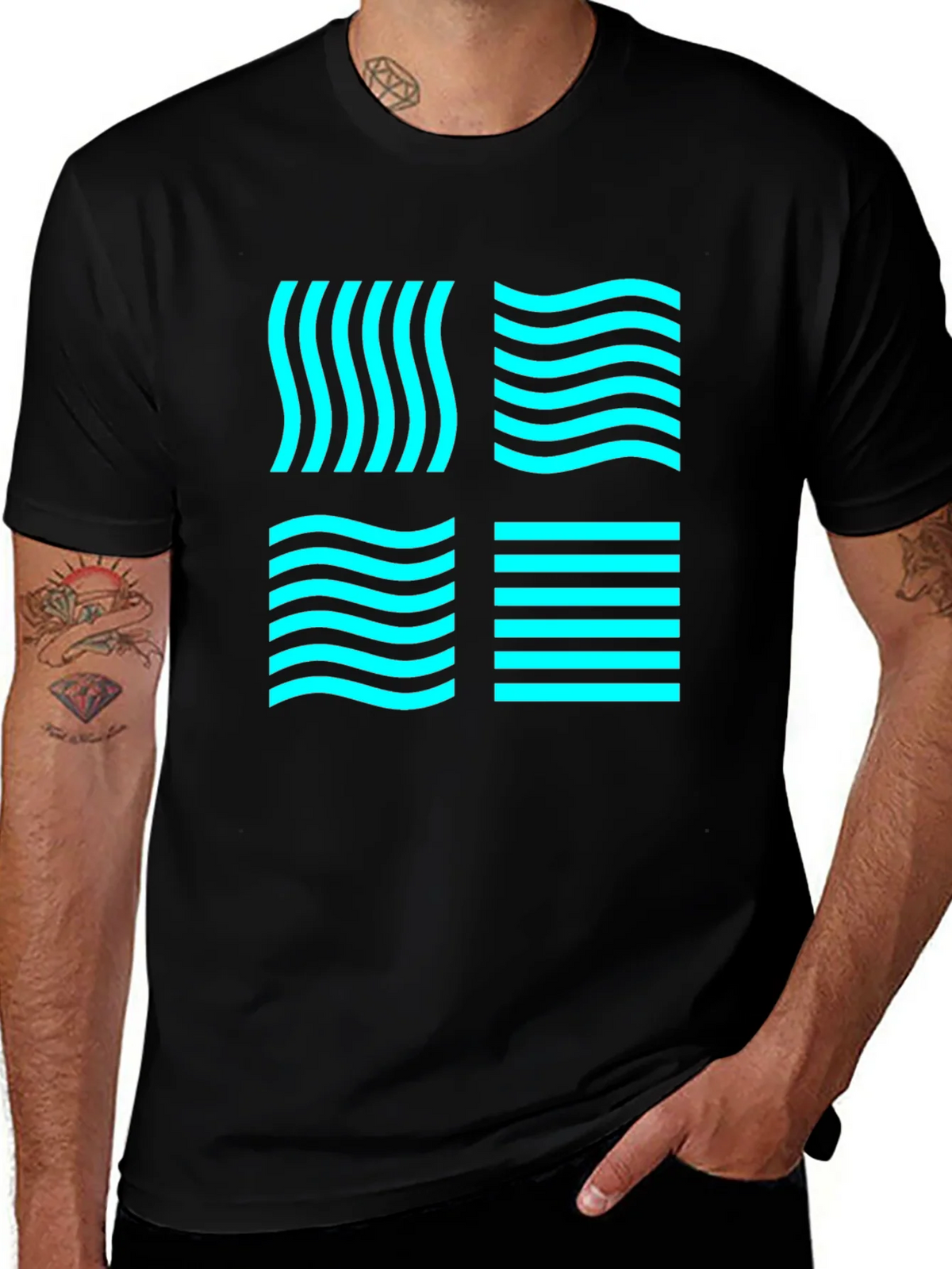 Aqua Grid Tee - Element Graphic Black T-Shirt