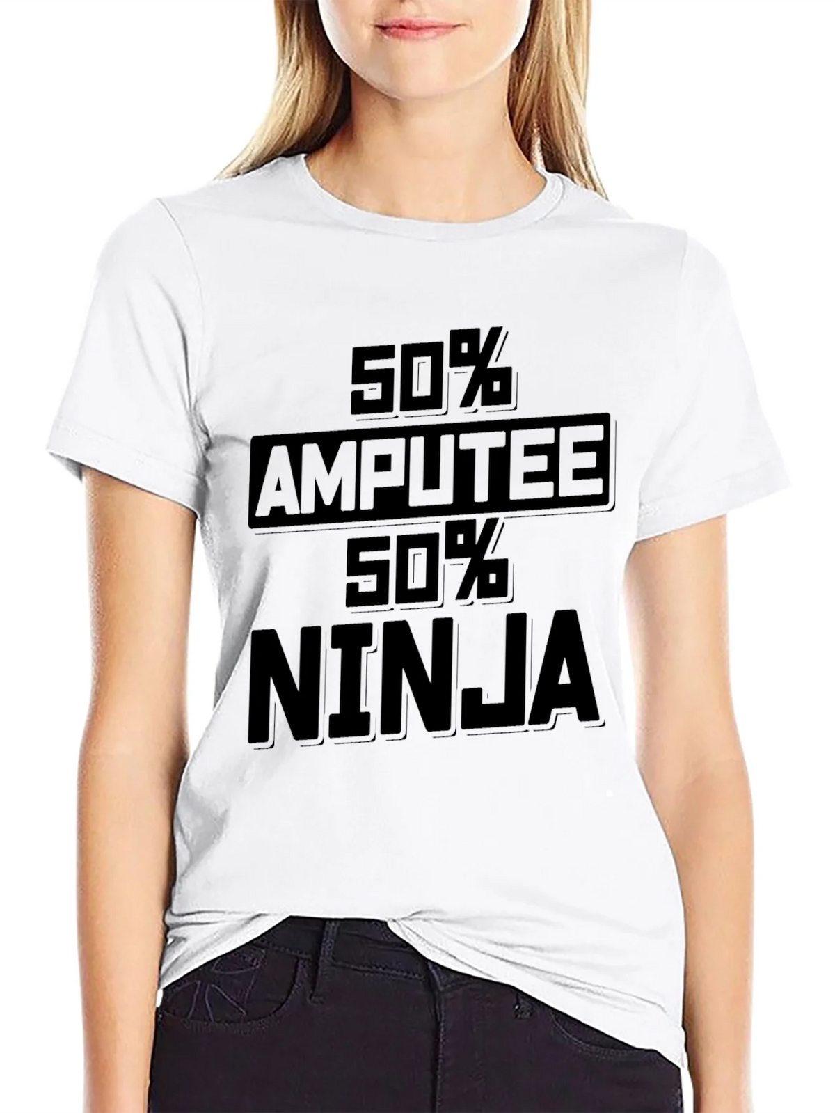 50% Amputee 50% Ninja Black Graphic Tee