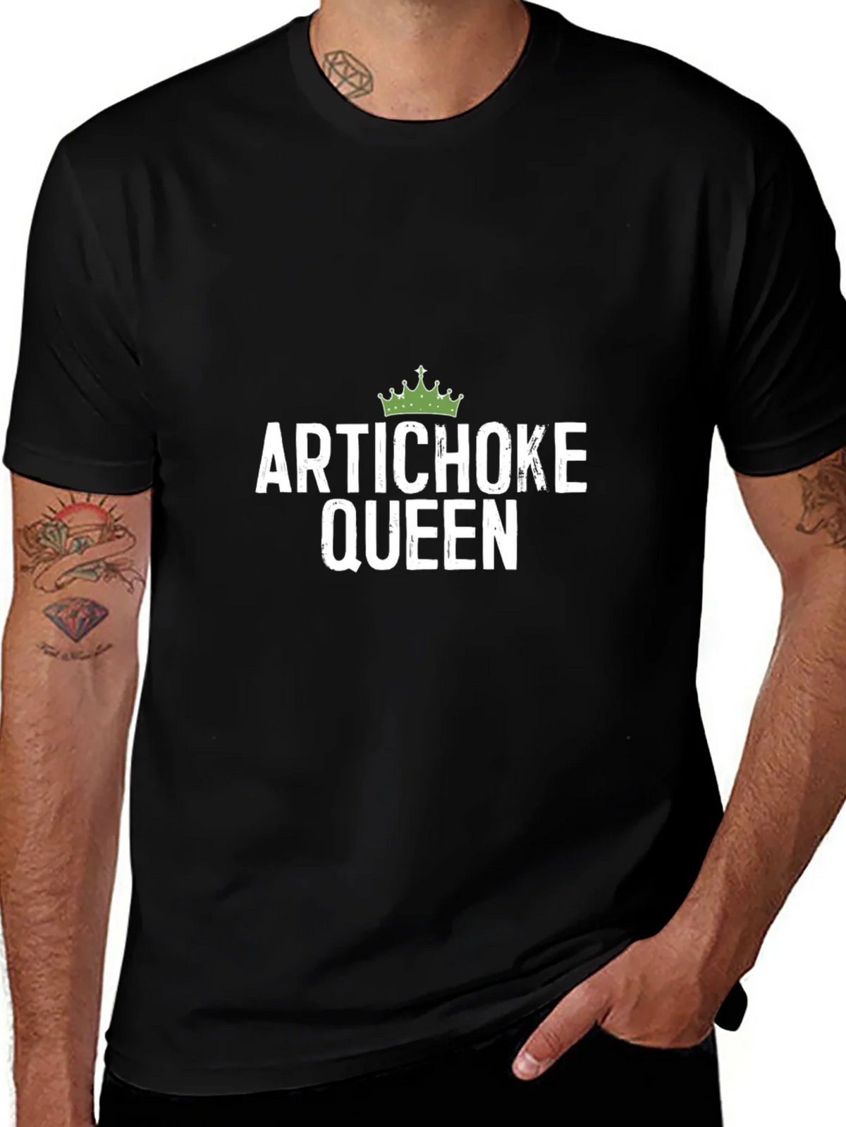 Artichoke Queen Graphic Tee - Black Cotton T-Shirt