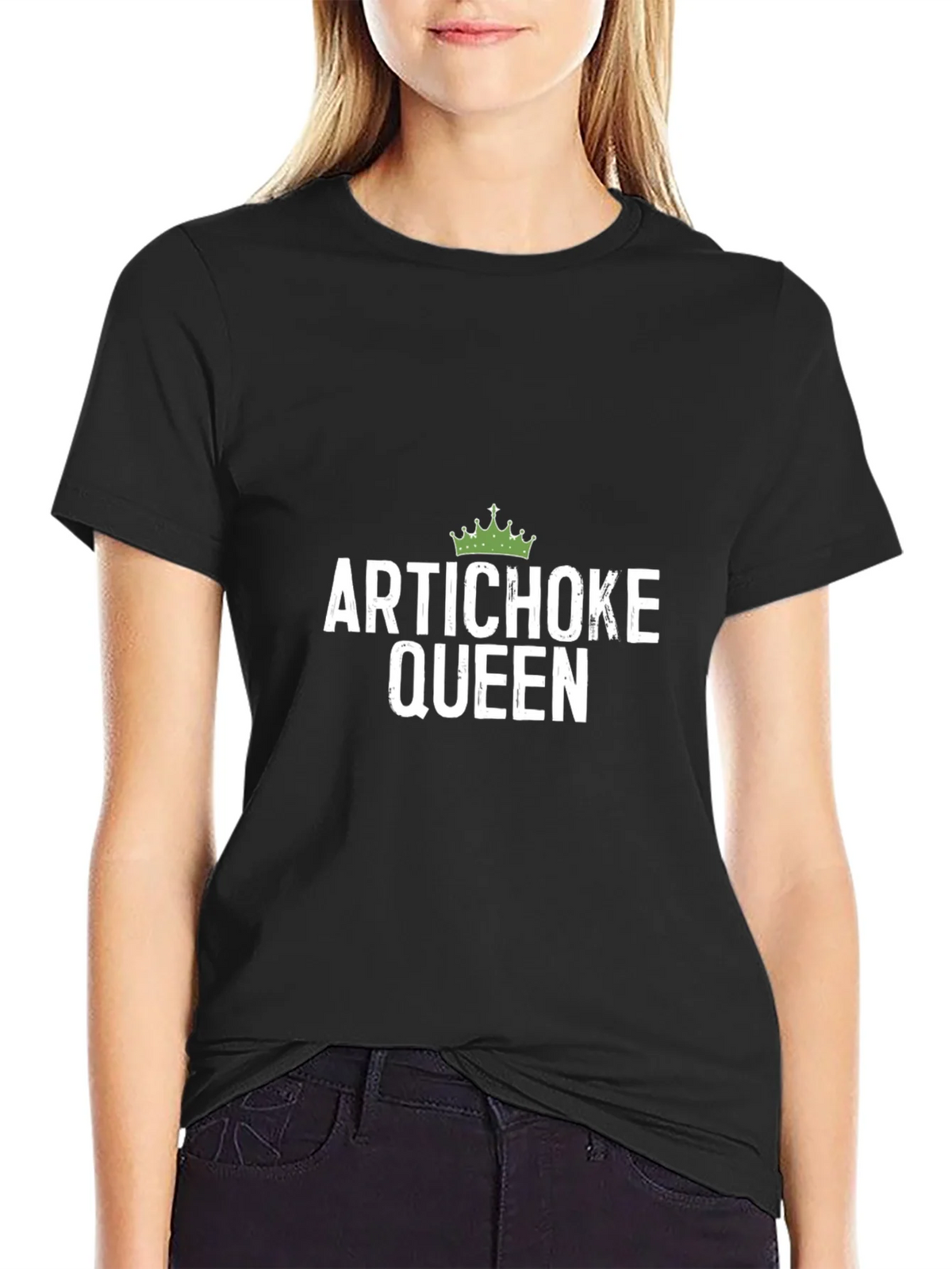 Artichoke Queen Graphic Tee - Black Cotton T-Shirt