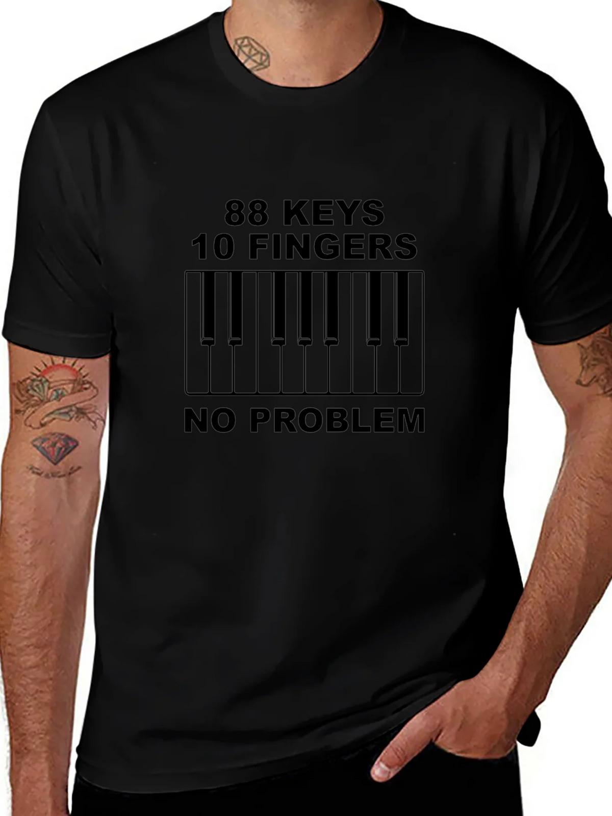 88 Keys 10 Fingers No Problem Black Tee