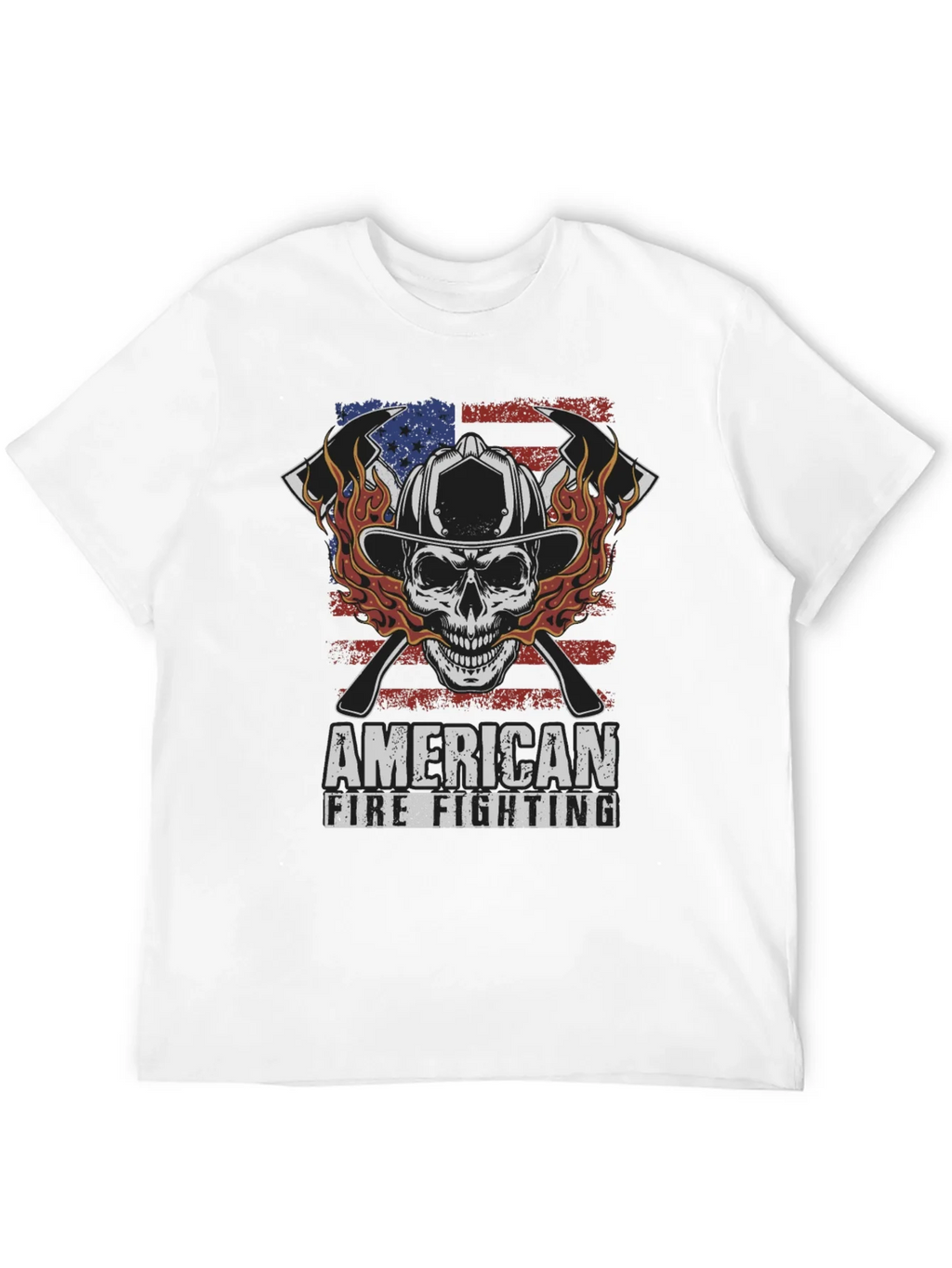 American Firefighting Skull Graphic T-Shirt