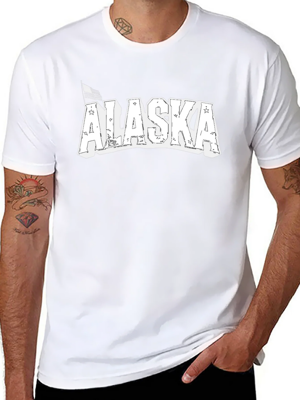 Alaska Graphic Print Black Crew Neck T-Shirt