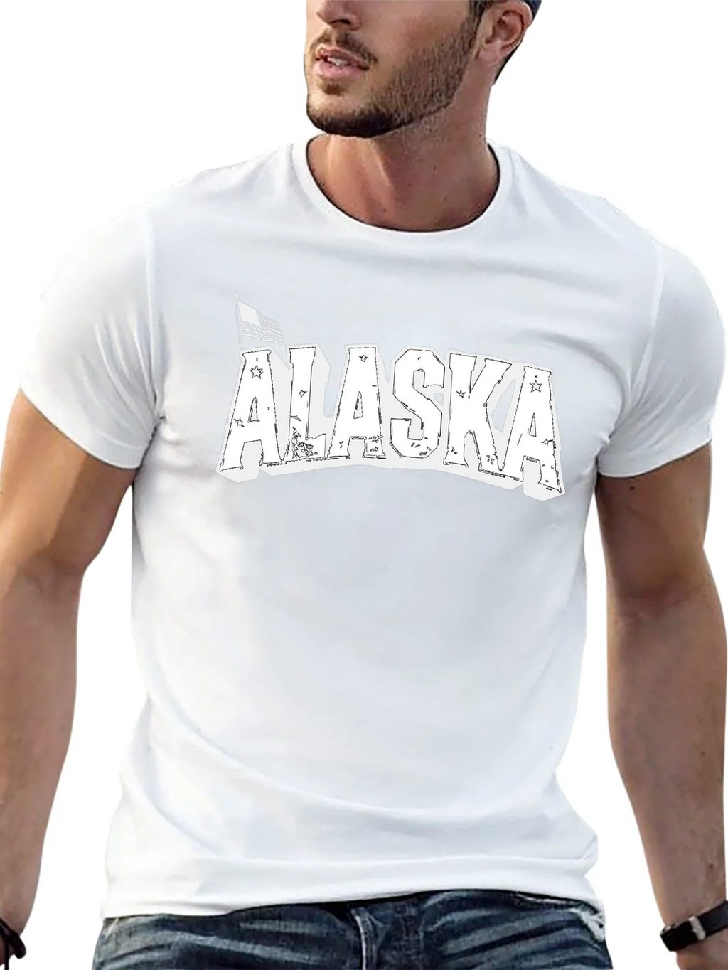 Alaska Graphic Print Black Crew Neck T-Shirt